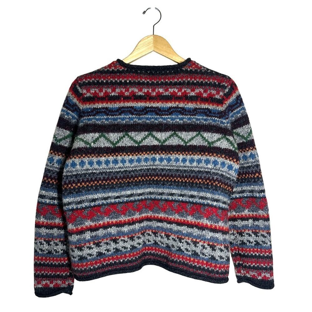 VTG Woolmark Shetland Wool Cardigan Multi Womens Size M Cabin Cozy Y2K Button Up - Picture 5 of 5
